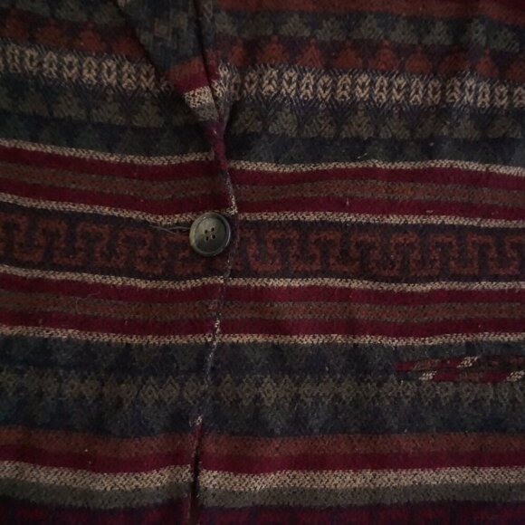Vintage Casablanca Maroon Beige Stripe Pattern Boho Button Up Blazer 12 - Picture 7 of 10